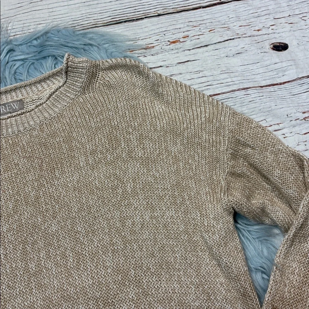 J. Crew Tan Relaxed cotton-linen blend beach sweater